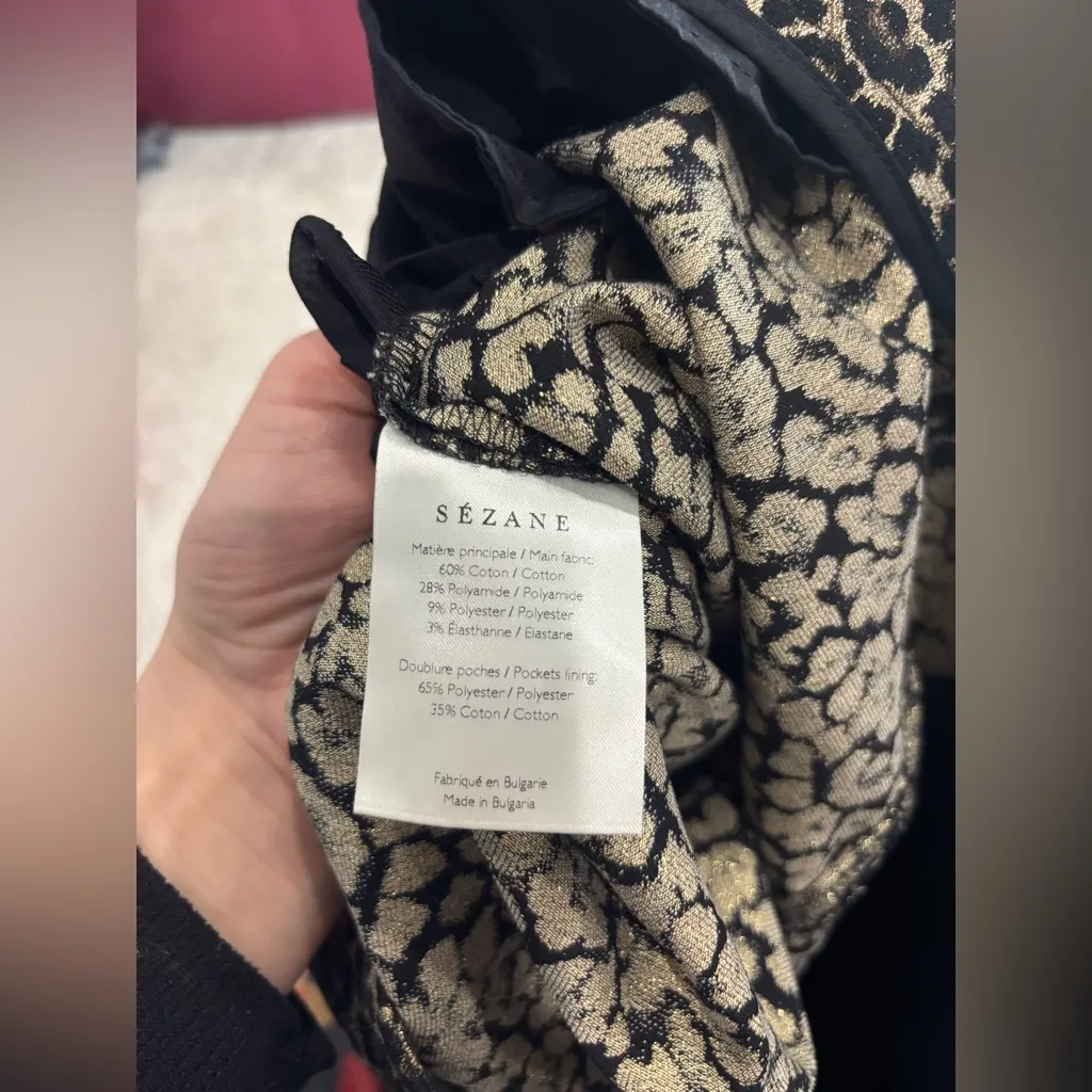 Sezane Leopard Print Clara Trousers High Waisted High Rise Cotton EU 38/US 6 - Image 4