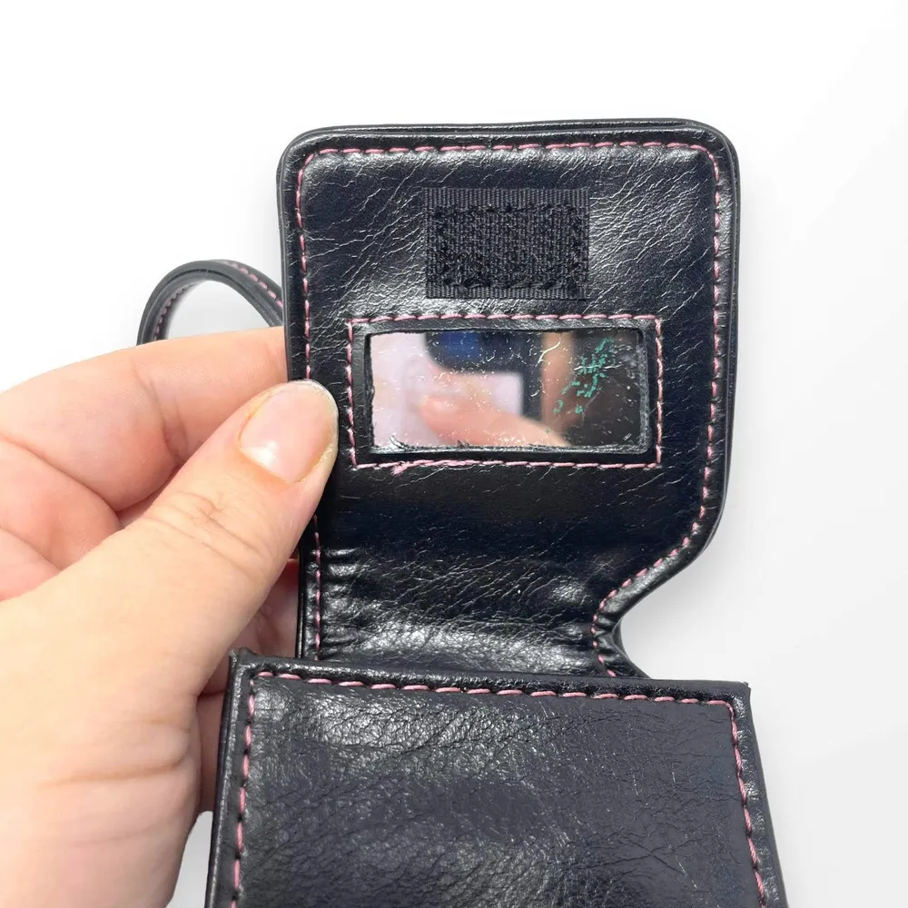 00s NINE WEST Vintage Black Leather Cell Phone Holder - Image 3