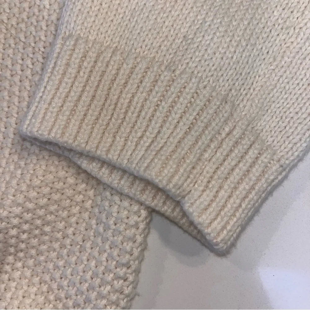 Talbots Cream Shaker Stitch Cable Knit Pullover Cotton Sweater Sz M - Image 9