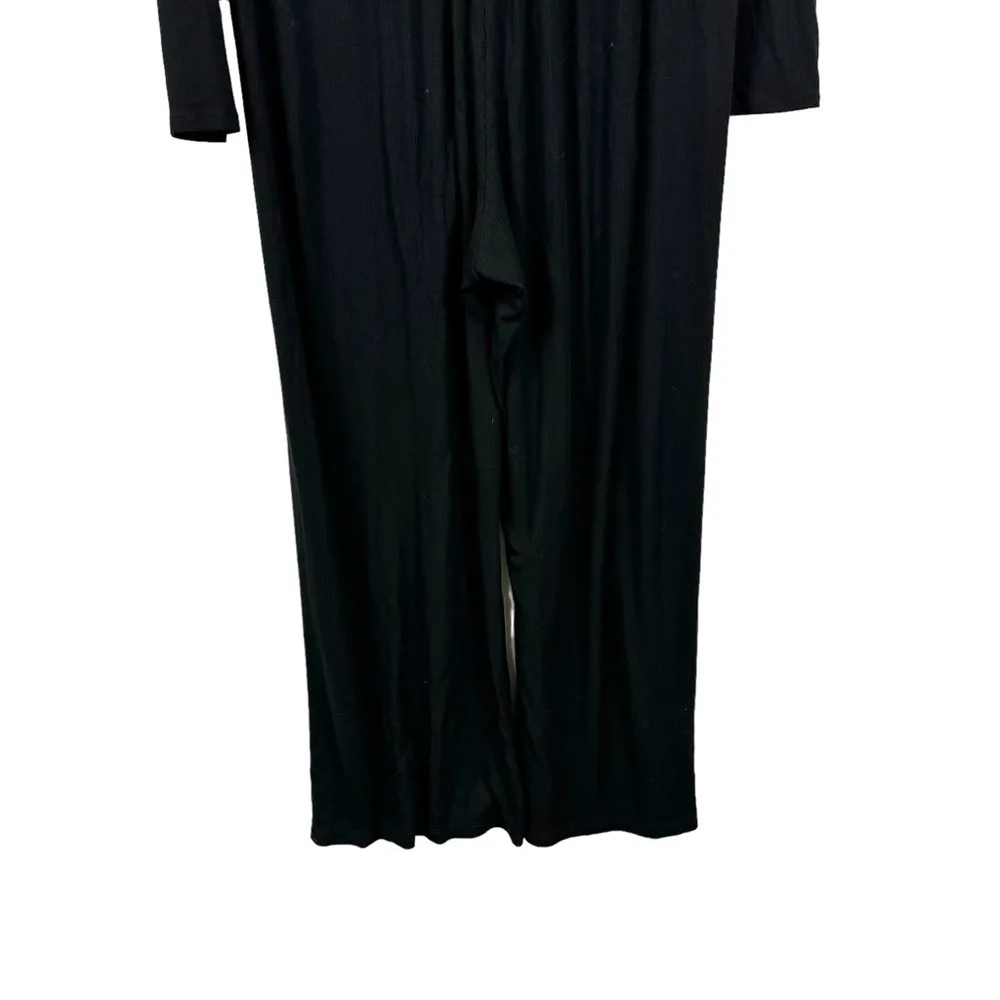 LNA Kalaya Ribbed Knit Black Long Sleeve Bodycon Lace Up Front Jumpsuit Size 1X - Image 10