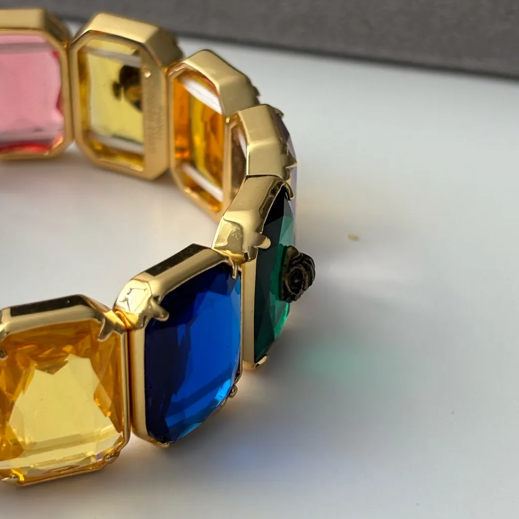 new Kurt Geiger Gold Multicolor Gemstone Bracelet - Image 3