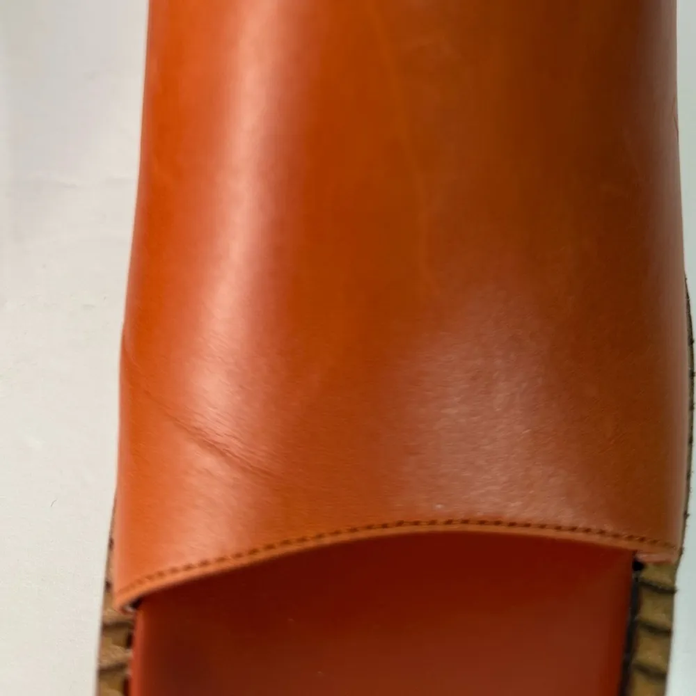 Jeffrey Campbell Anthropologie Women's Orange Honey Leather Platform Mules 7.5 - Image 13