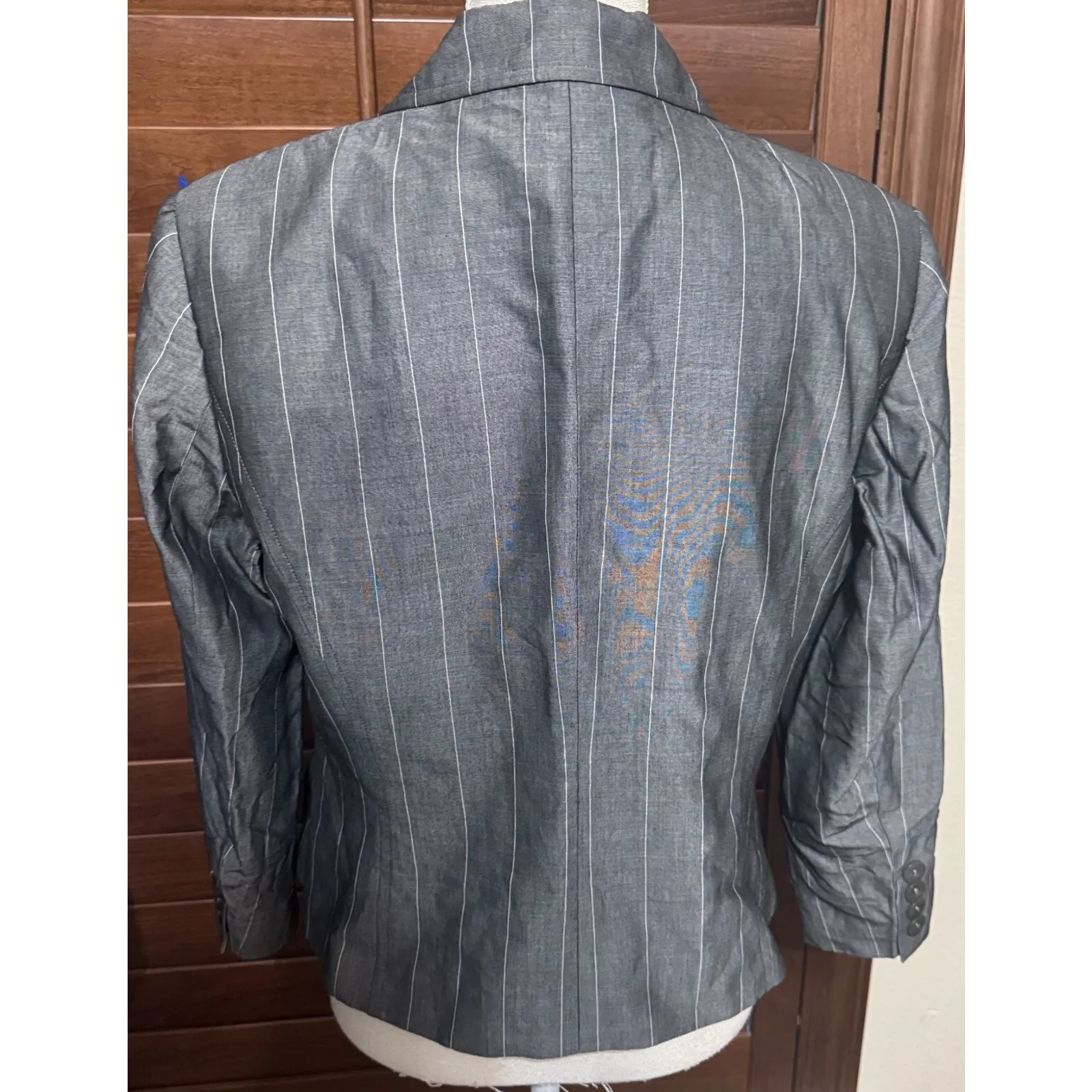 Vintage TALBOTS Jacket Blazer Mohair Wool Blend Gray Pinstripe 12P petite Japan - Image 4