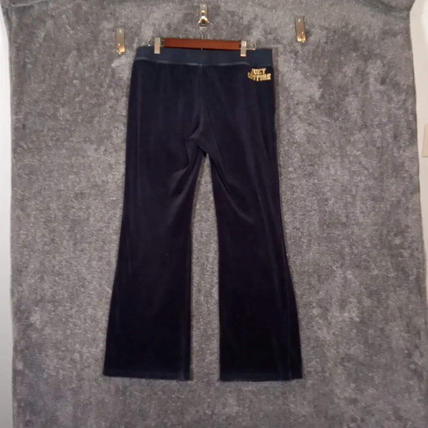 Juicy Couture Black Label Velour Track Pant Flare Mid Rise Womens  Lsrge - Image 4