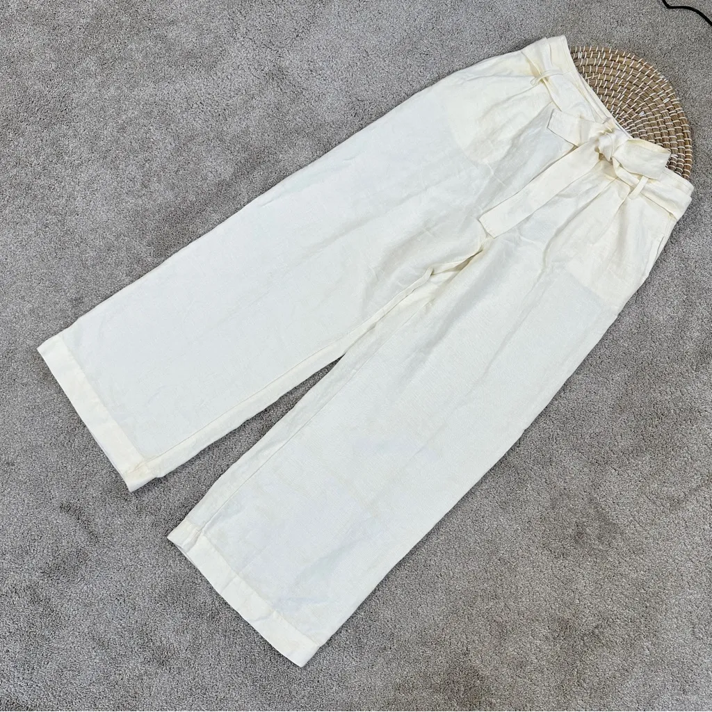Rails Women’s Linen Blend Jess Paperbag Waist Pants Wide Leg in Parchment M - Image 3