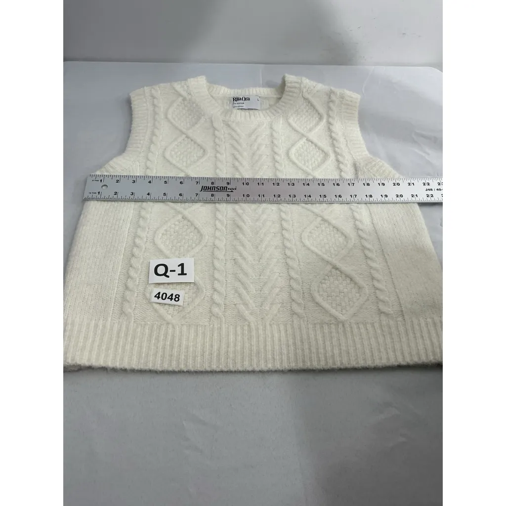 Womans Rita Ora Pullover Sweater Vest Large White Crew Neck - Image 5