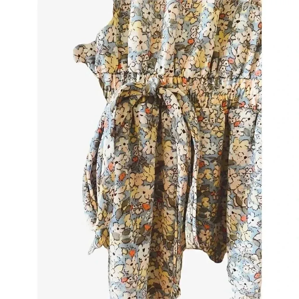 NWT Siena Sky Spaghetti Straps Multicolor Flowery Ruffles Womens Dress SZ Small Blue - Image 2