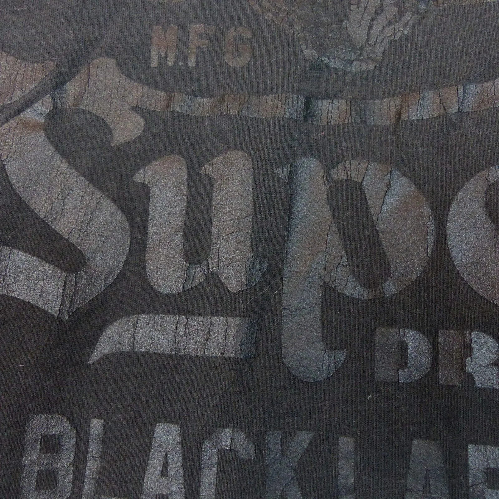 Superdry Black Label T-Shirt Women US 6 Black Out Graphic Logo Short Sleeve Moto - Image 8