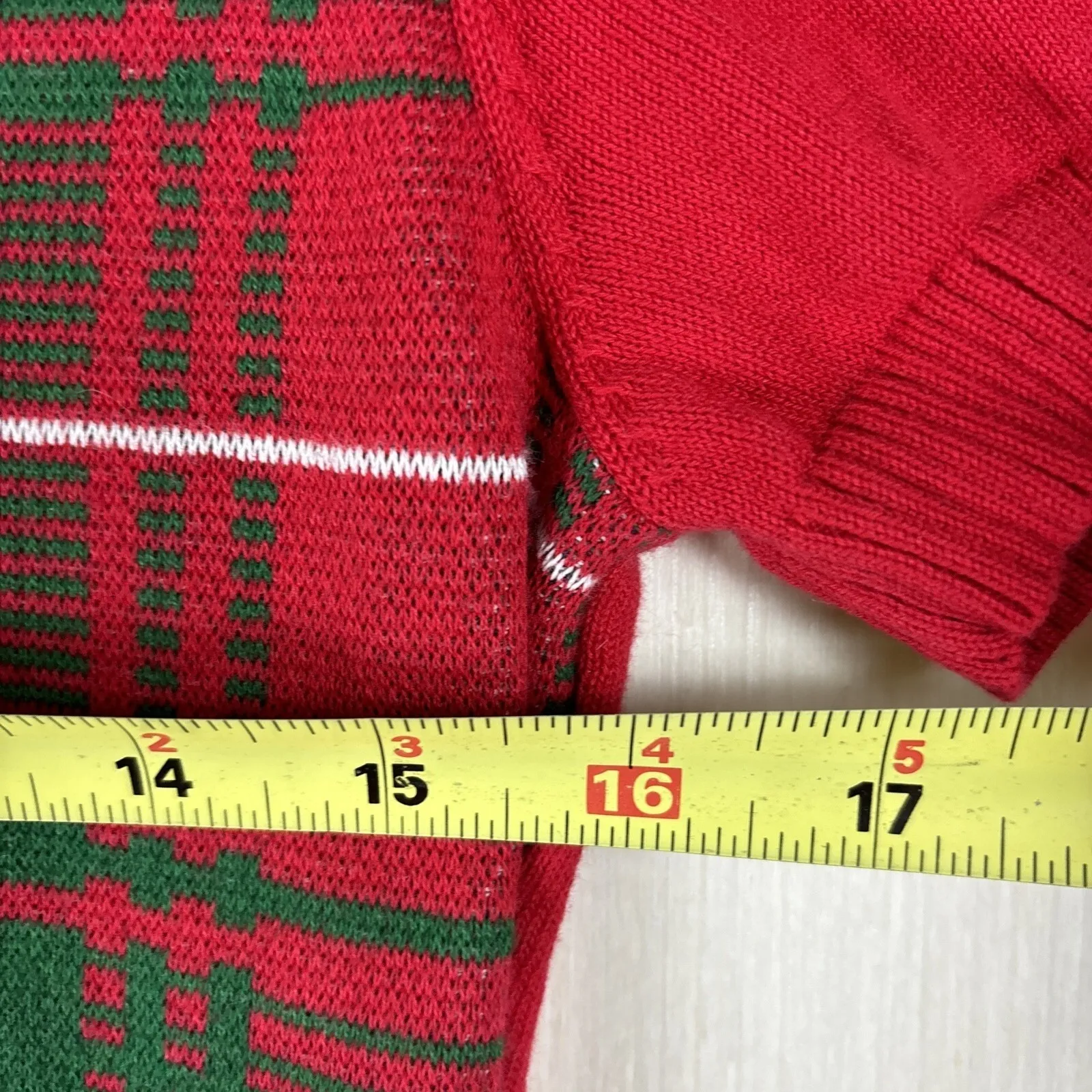 Tommy Hilfiger Womens Sweater Dress Sz S Red Holiday Plaid Short Sleeve Logo - Image 6
