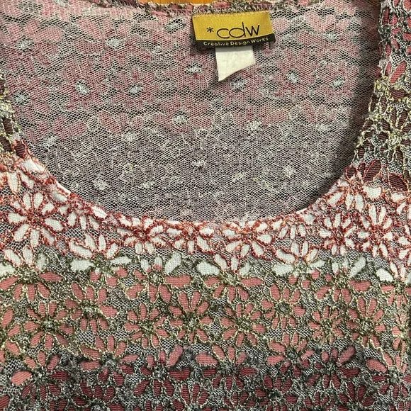 CDW Creative Design Workshop Lacy Decorative Floral Shirt w a little sparkle ✨ - Image 2