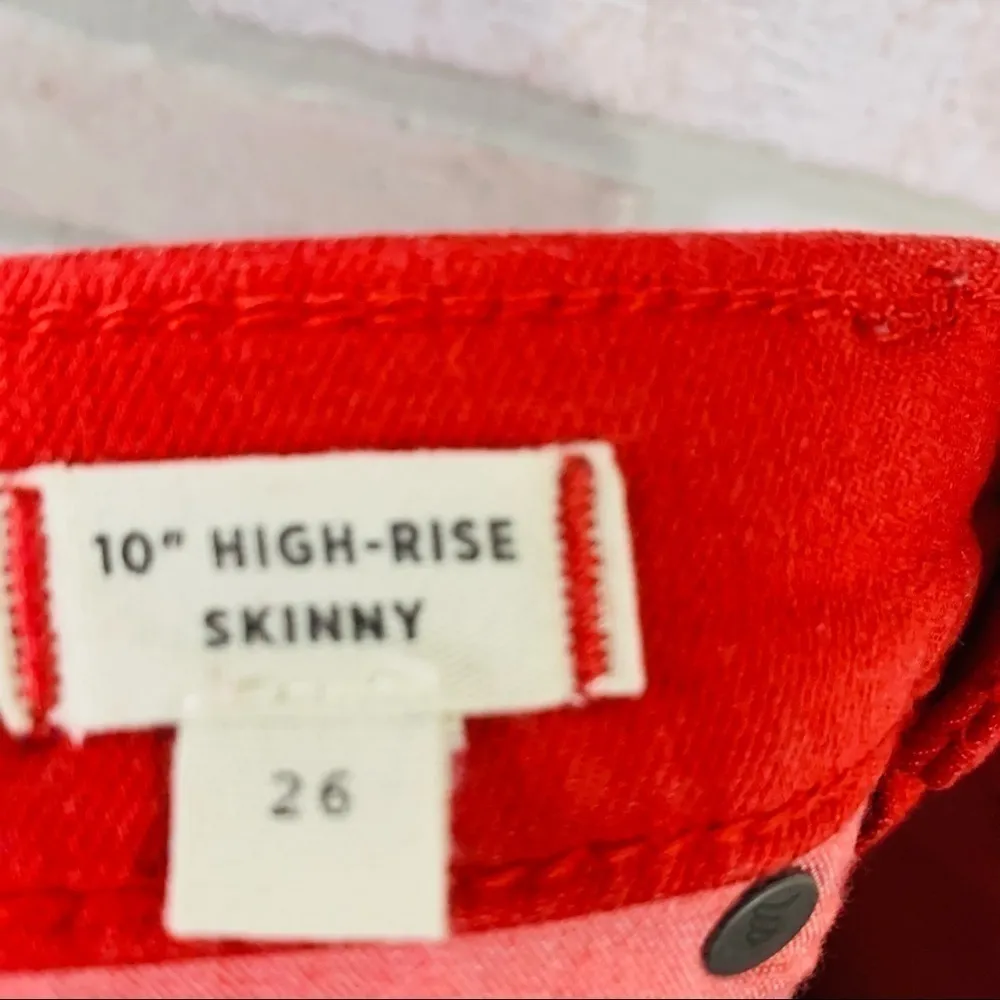 Madewell 10” High Rise Garment Dyed Skinny Jeans in Bright Ember Size 26 - Image 9