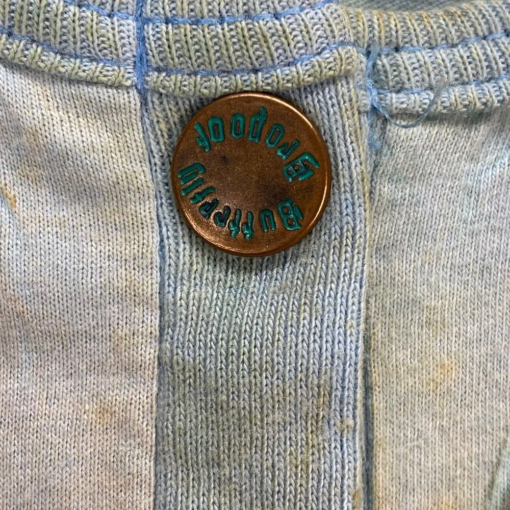 Butterfly Dropout Art to‎ Wear Button Up Top Peacock Print 3/4 Sleeve M Blue Size M - Image 4