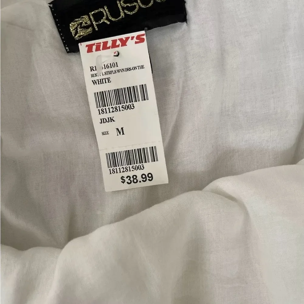 Rusty strapless white beachy summer dress size M - Image 4