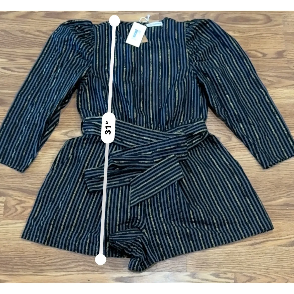 ULLA JOHNSON Vika Playsuit STRIPE LINEN OPEN BACK ROMPER size 4 - Image 4