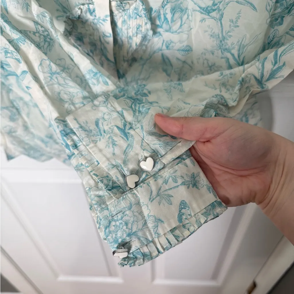 Alice + Olivia Kurt Ruffle Pintuck Blouse S - Image 6