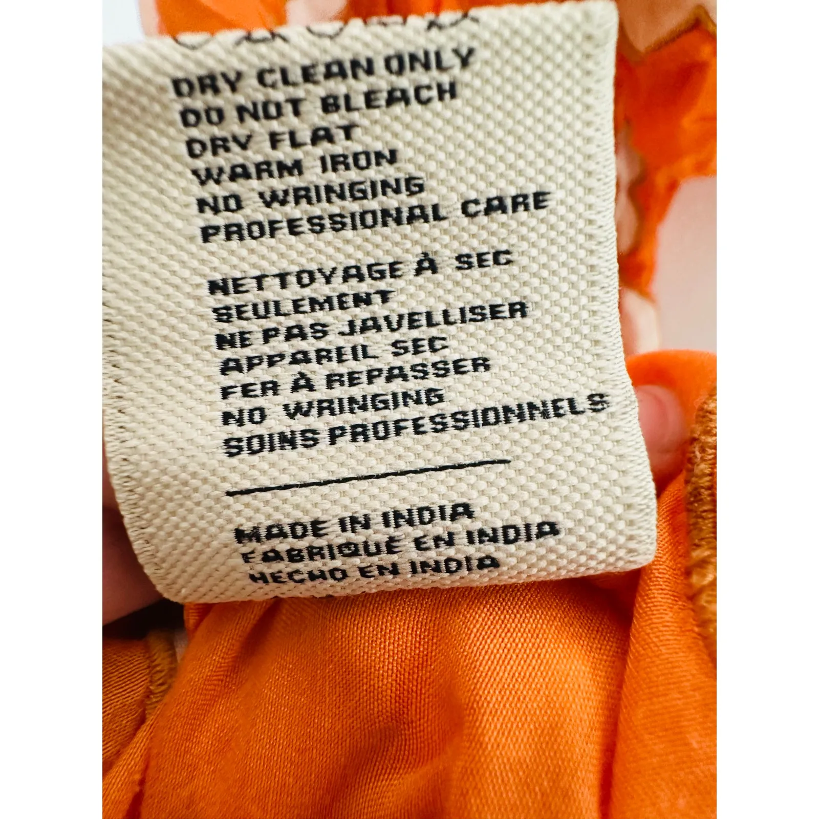 CHUFY Orange White Design Cupro Blend 3/4 Sleeves Lucia Maxi Dress Size Medium - Image 13