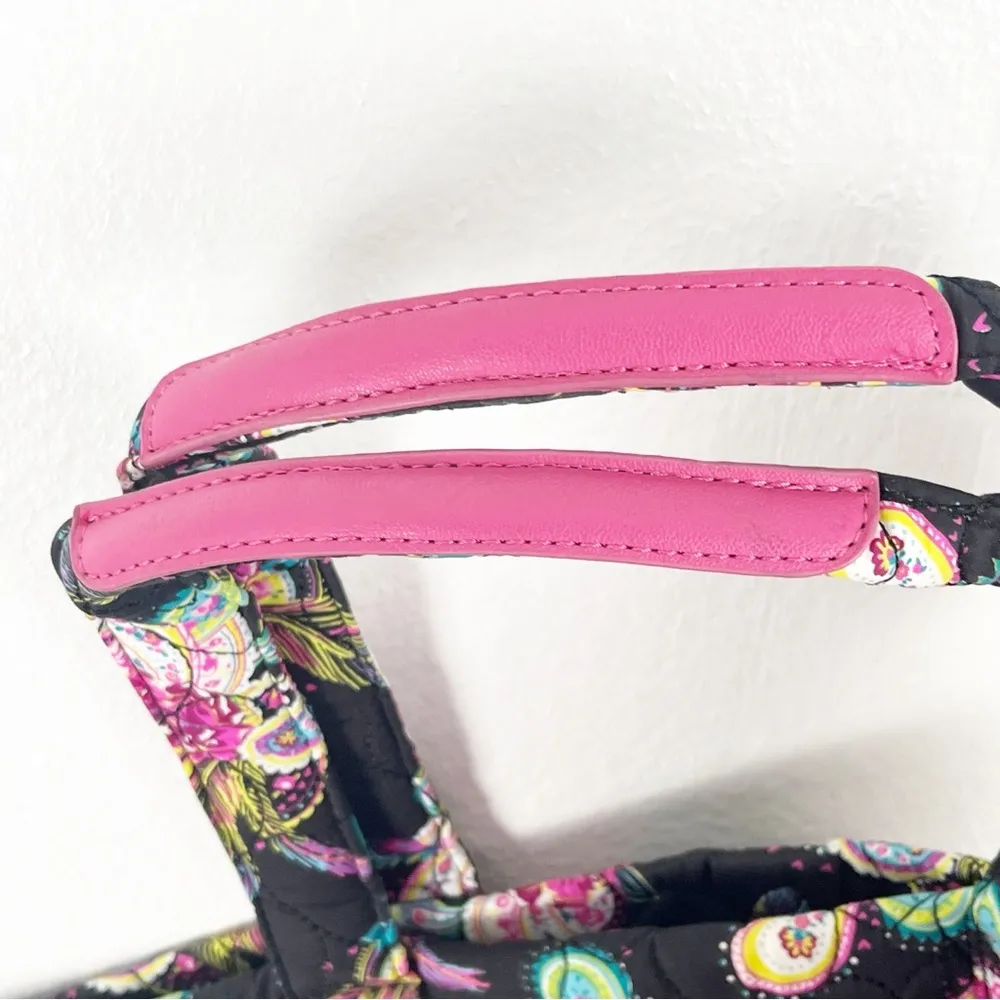 BETSEY JOHNSON Black Paisley Print Double Straps Top Zipper Closure Tote Bag - Image 10