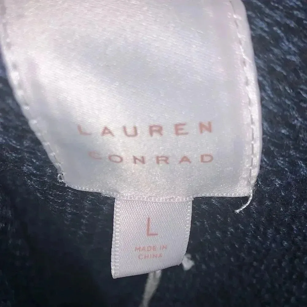 Lauren Conrad Blue Knitted Cold Shoulder V-Neck Long Sleeve Sweater - Image 3