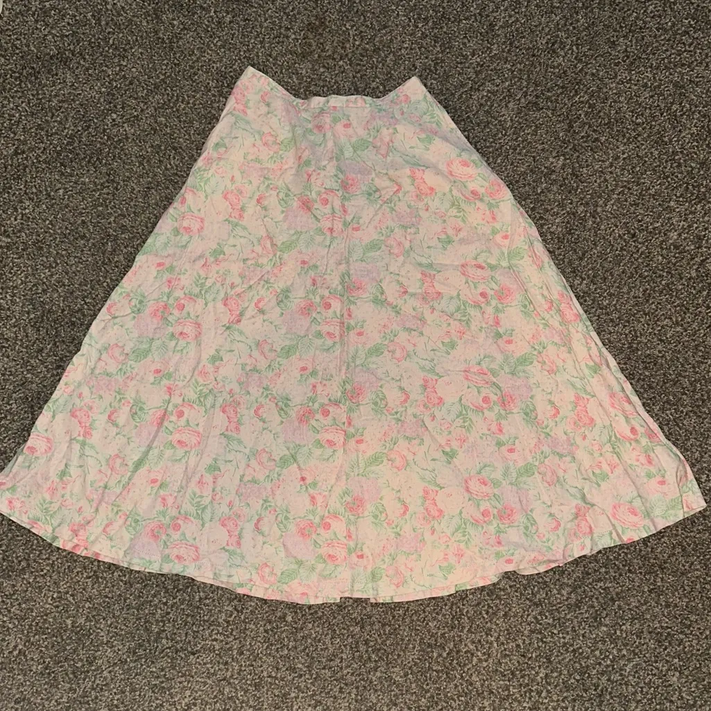 Lauren Ralph Lauren • 90s Linen Button Front Maxi Circle Skirt Soft Size 10 White - Image 12