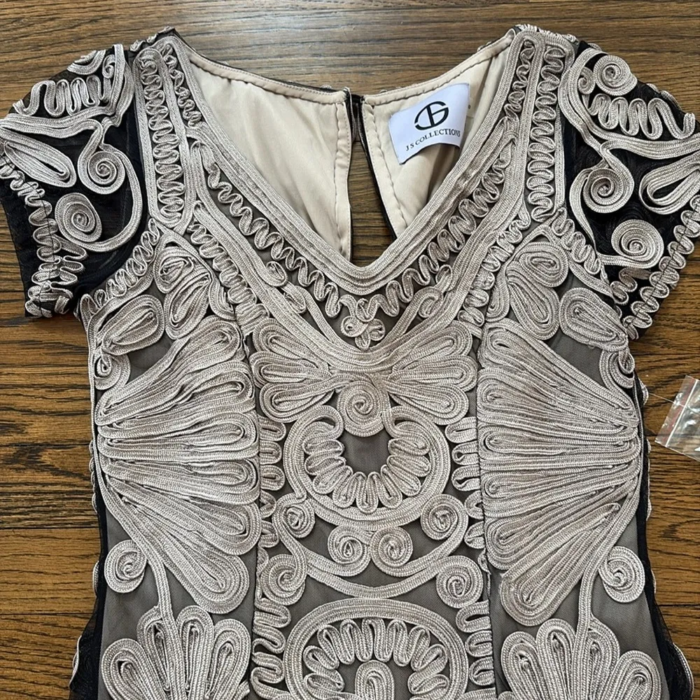 JS Collections NWT Soutache Embroidered midi trumpet Dress,6, special occasions - Image 3