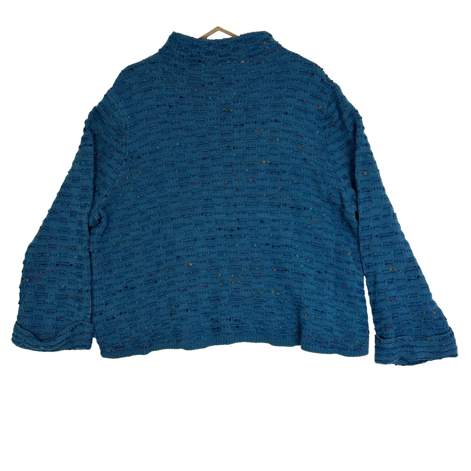 Habitat Clothes To Live In Textured Sweater Teal Multi Comfy Artsy Boho Sz L - Image 10