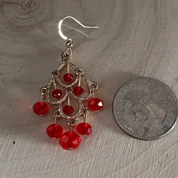 Red Chandelier Bead Earrings NWT - Image 6