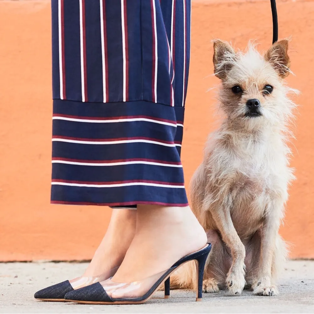Gianvito Rossi Plexi PVC Denim Illusion 85mm Mule Heel Sandals - Image 5