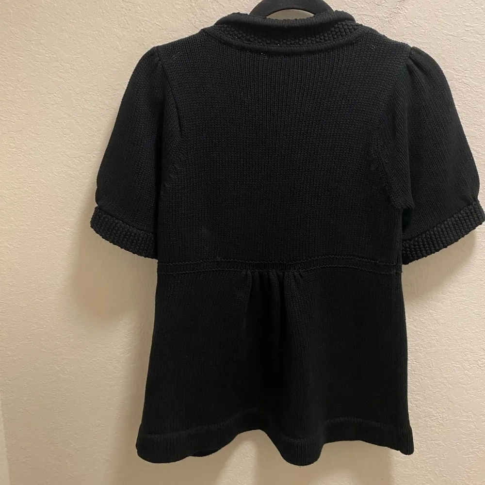 Anthropologie 525 America Short Sleeve Button Down Knit Cardigan Black - Image 9