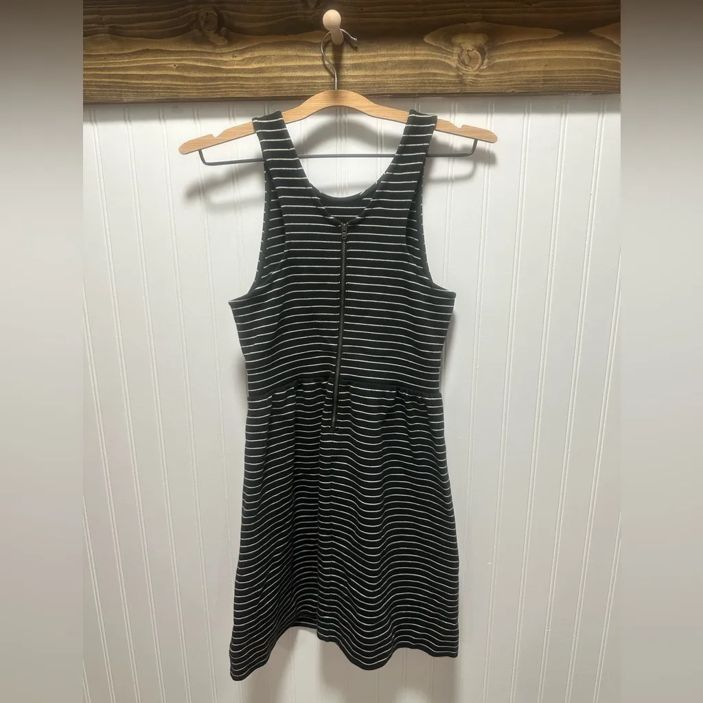 Madewell Pierside Black White Striped A Line Dress Mini Size XS Pockets preppy - Image 4