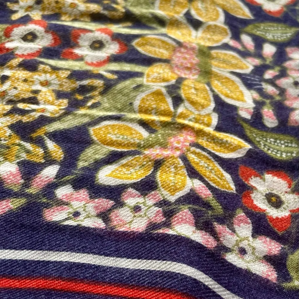 Talbot’s Navy Silk Blend AOP Floral Summer Women’s Scarf - Image 4