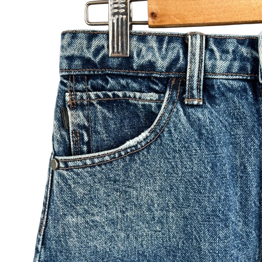 Helmut Lang Midi Denim Skirt Blue Button Front Knee Length USA Made Y2K Size 24 - Image 4