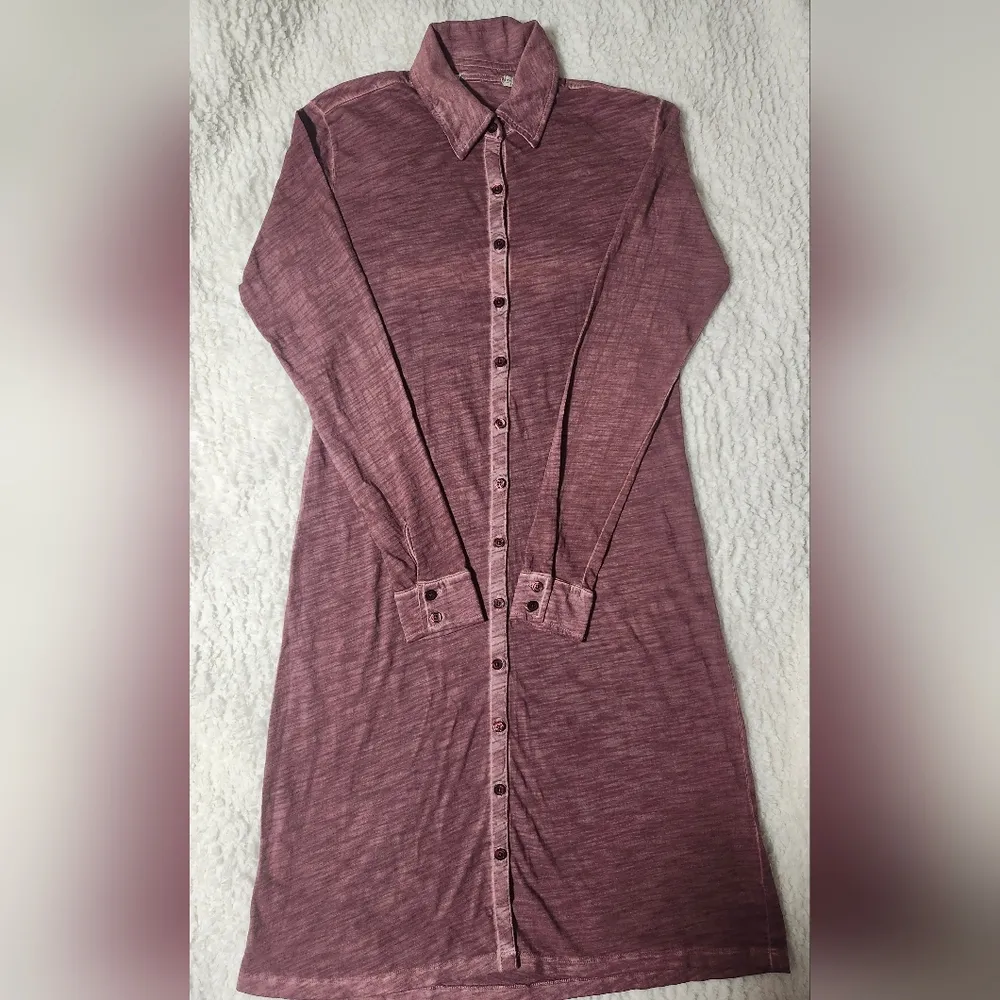 PERUVIAN CONNECTION Lagos Shirt Dress Super soft slubby cotton jersey knit Sz S - Image 6