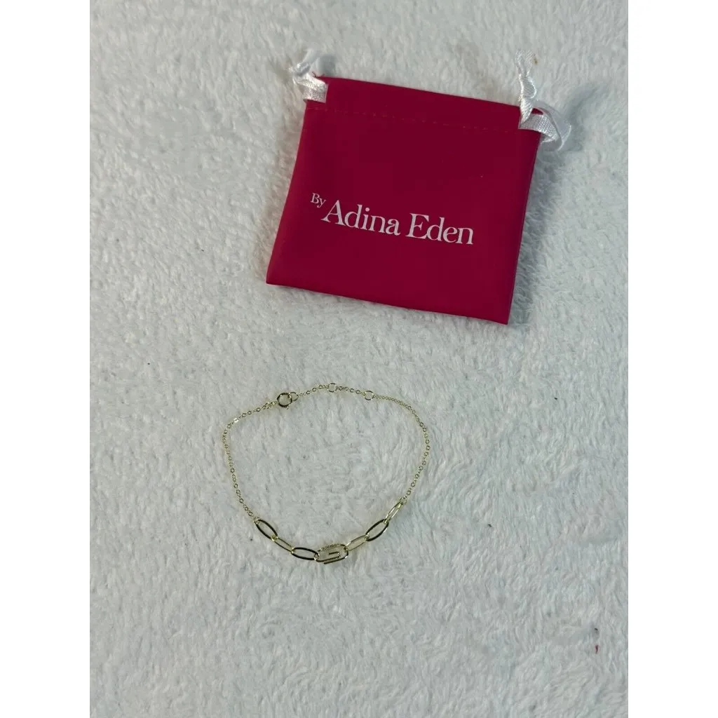 Adina Eden‎ Gold Plated Pavé Safety Pin Paperclip Bracelet - Image 2