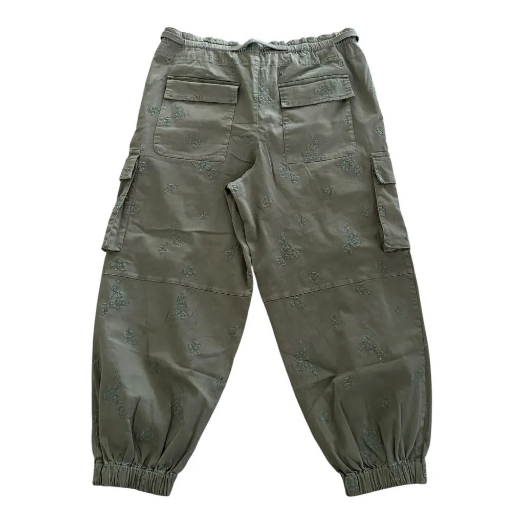 ANTHROPOLOGIE Pilcro Ditsy Embroidered Cargo Pants Basil Green Size L NEW - Image 7