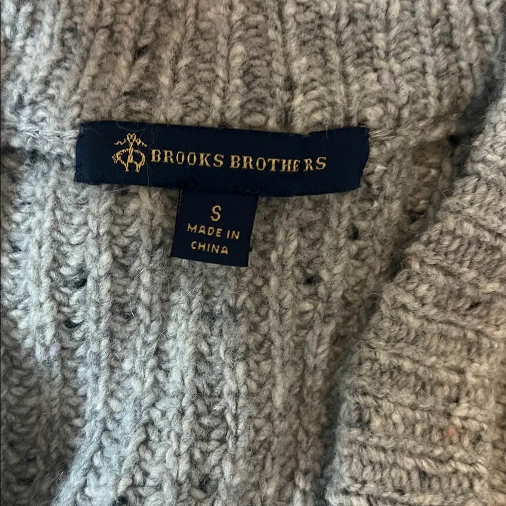 Brooks Brothers Open Cardigan Sweater Beige/Gray Size Small - Image 5