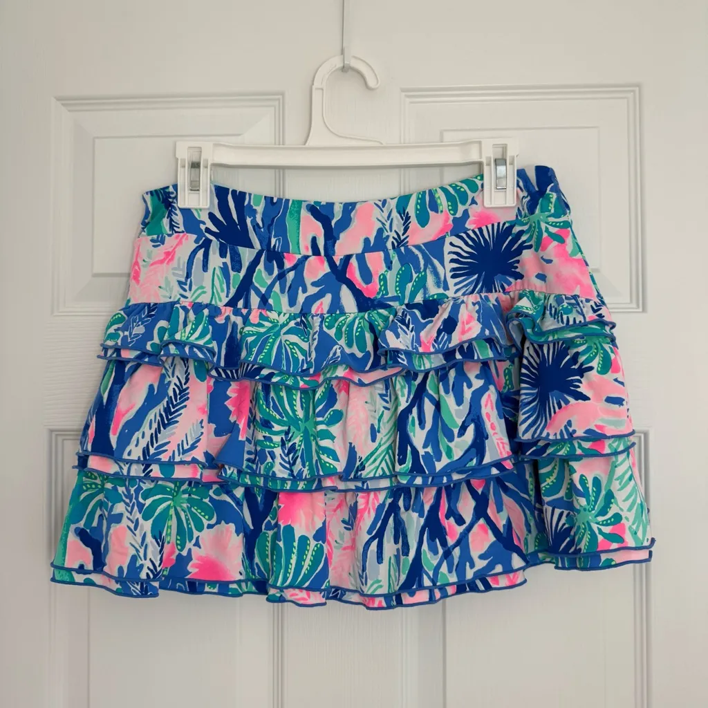 Lilly Pulitzer Luxletic UPF 50+ Emalee Ruffled Jet Stream Skort Women's Large - Image 5