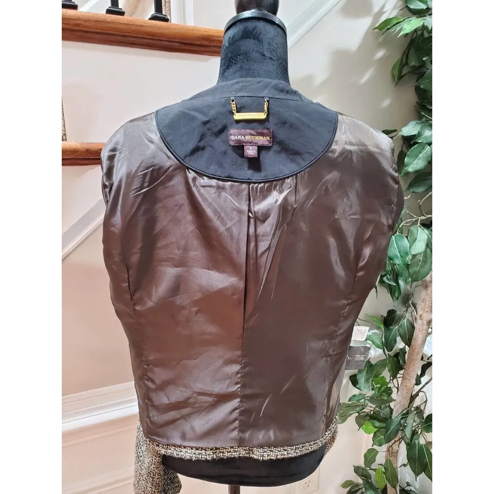 Dana Buchman Women's Brown Acrylic Long Sleeve Single Breasted Jacket Blazer L - Image 8