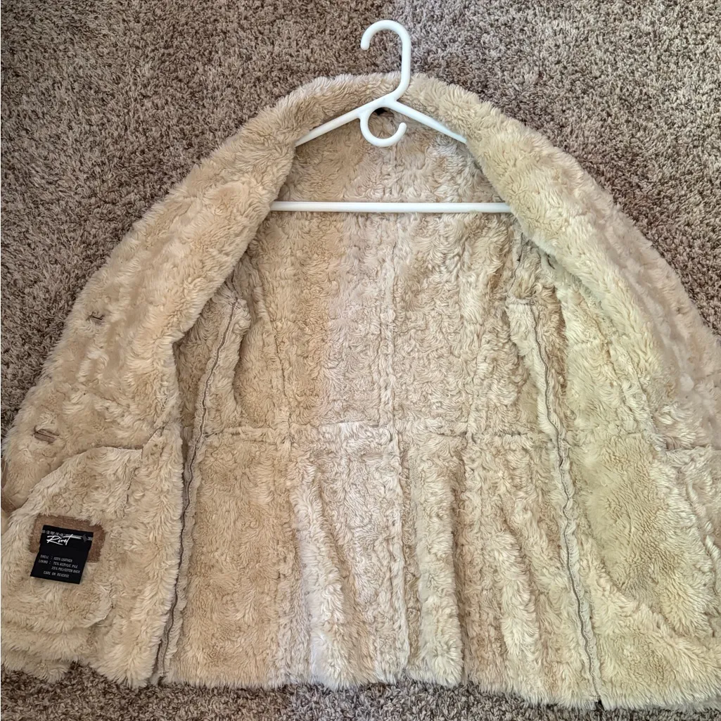Women’s Brown Shearling Suede Jacket - Image 5