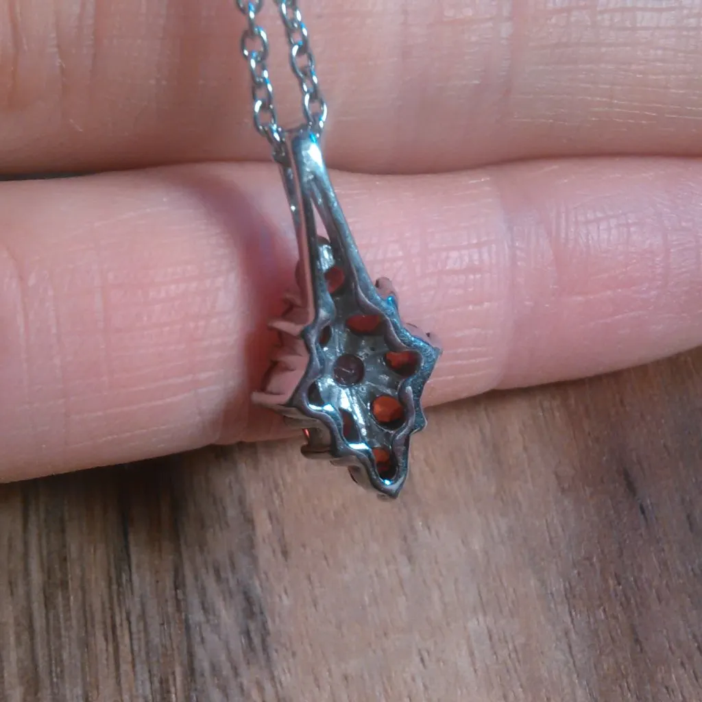 Mozambique Garnet Stainless Steel Pendant Necklace - Image 7