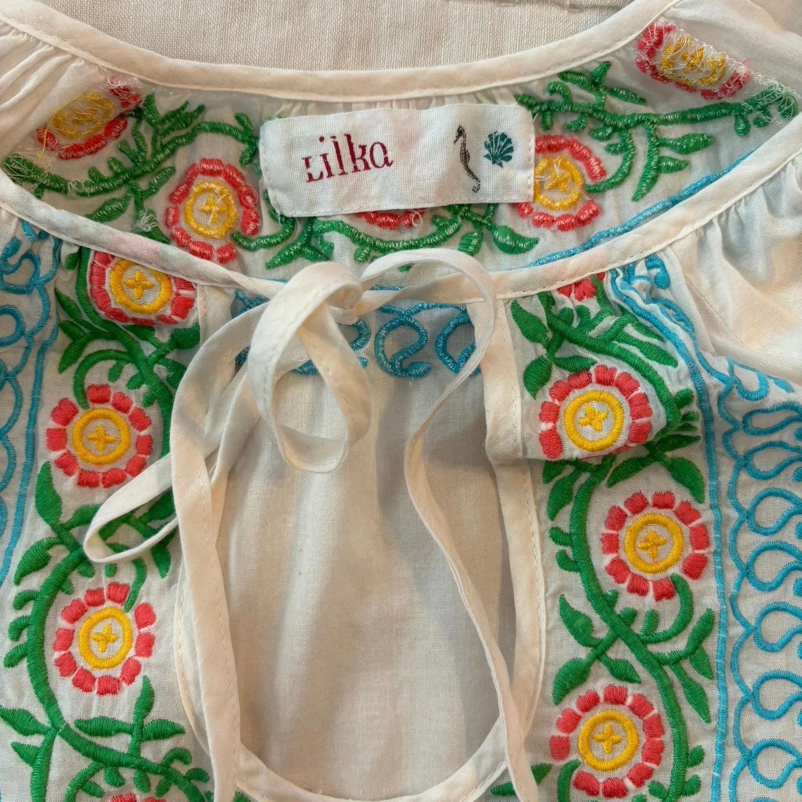 Lilka Anthropologie Size S Embroidered Tunic Top Swim Coverup Boho - Image 3