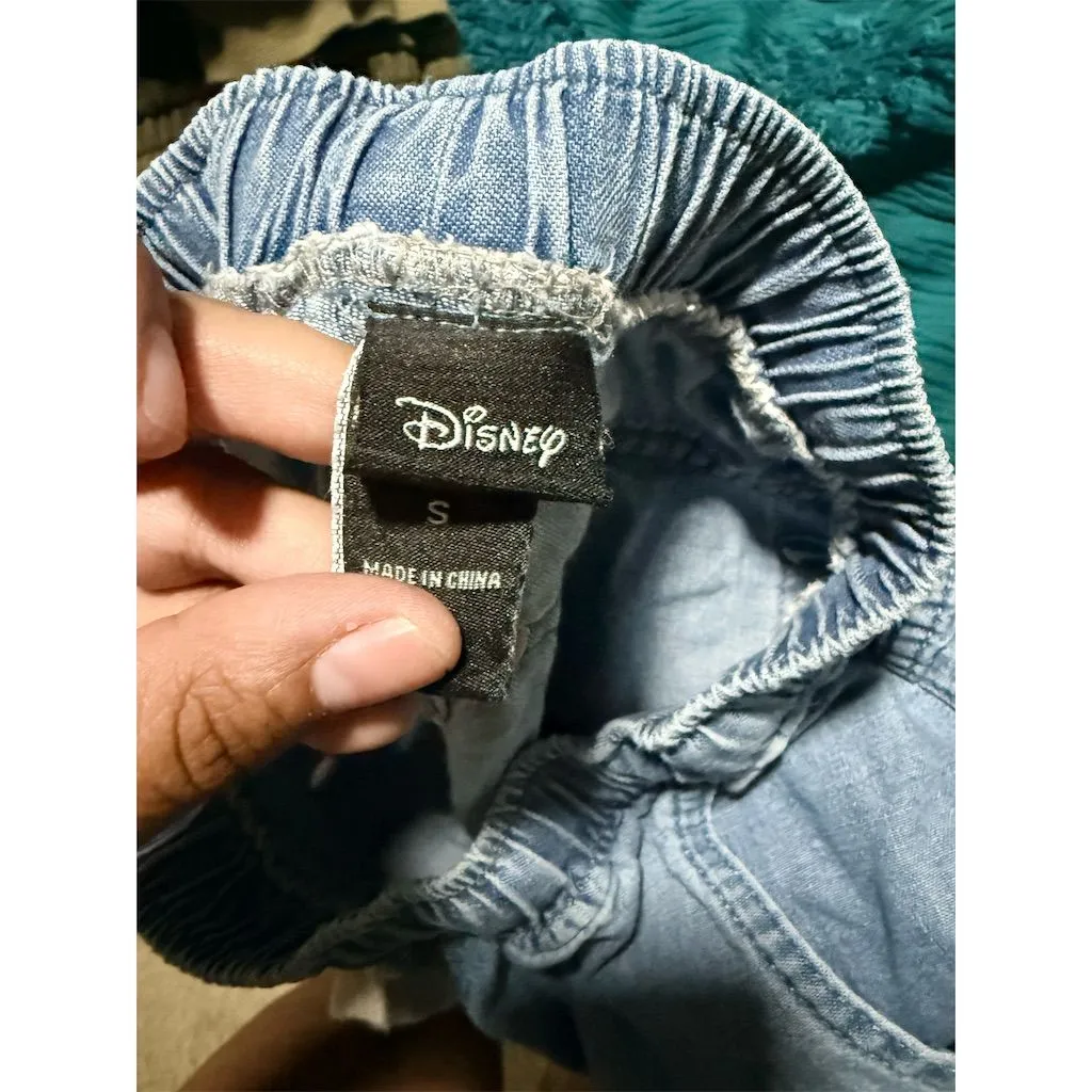 Disney Tinker Bell Women's Blue Denim Ruffle Shorts Size S Casual Summer - Image 2
