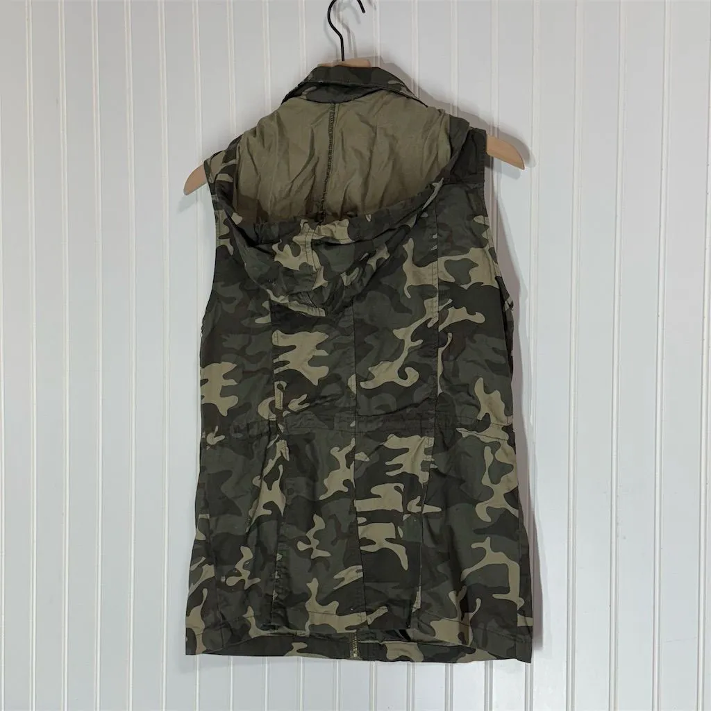 Active USA Olive Camo Utility Vest Hooded Sleeveless Jacket M NWT Military Style - Image 3