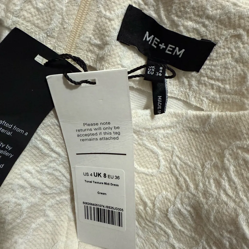 ME+EM Textured Midi Dress White Size 4 - Image 4