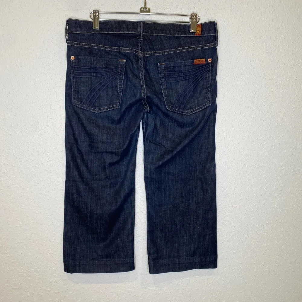 7FAMK Crop Dojo Capri Denim Jeans Cotton Dark Blue EUC Sz 29 - Image 4