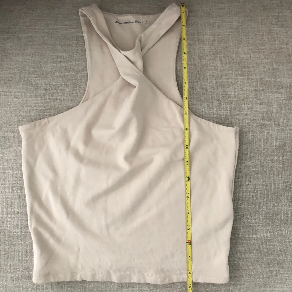 Abercrombie & Fitch Twist Neck Front Tank Cropped Crop Top Small Cream Beige - Image 9