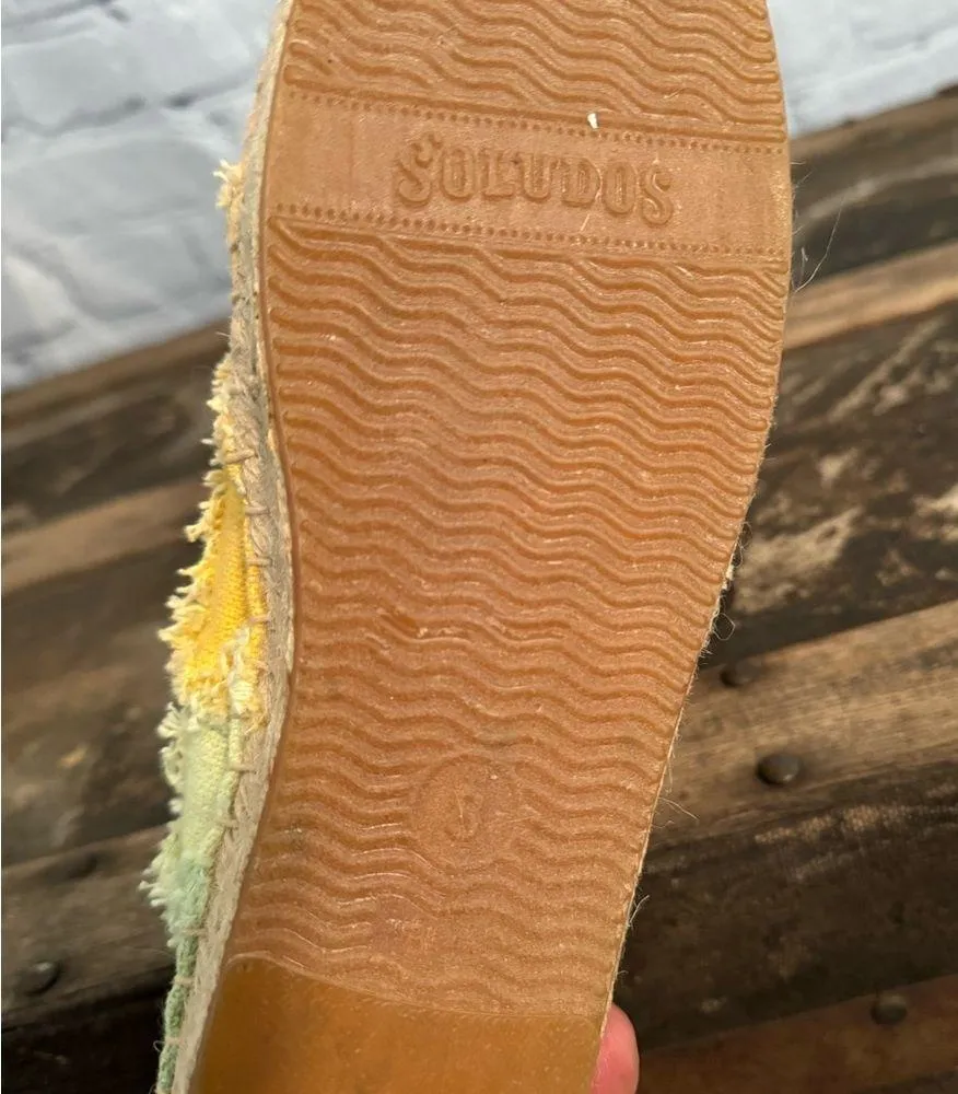 Soludos Multicolor Striped Frayed Espadrille Boho Citrus Rainbow - Image 4