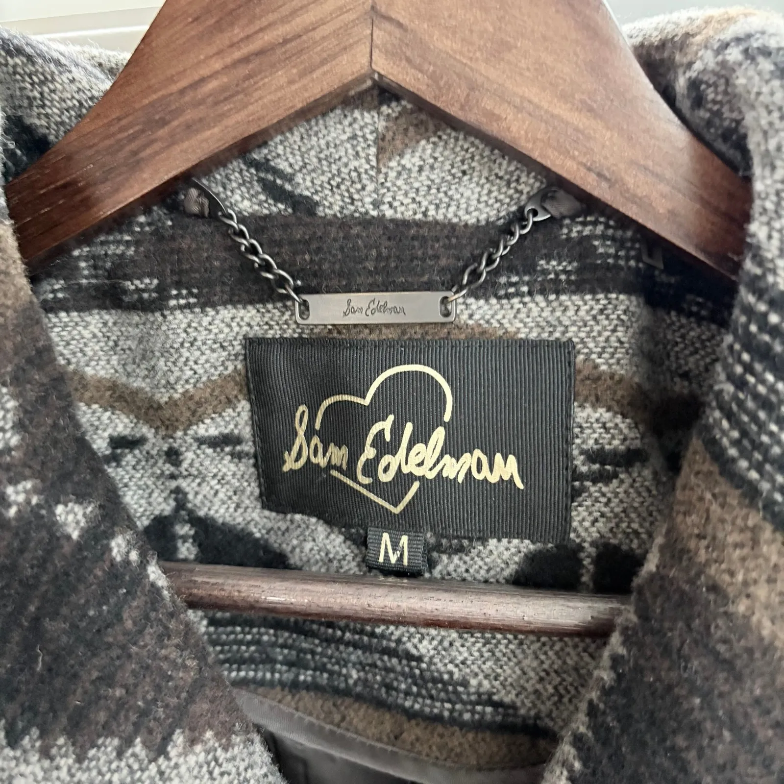 Sam Edelman Southwestern Medium Double Breasted Belted Trench Coat Jacket Wool - Image 9