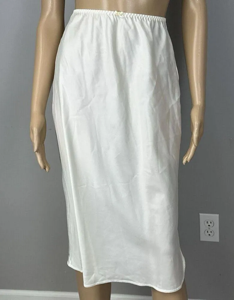 Vintage Vassarette Satin Half Slip Size Small TT Ivory Off White Walking Slit - Image 2