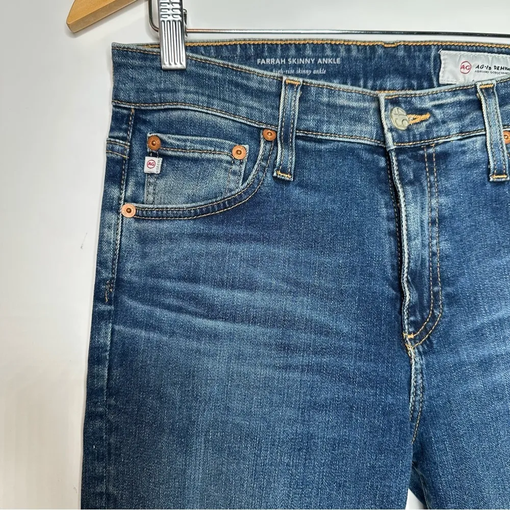 AG Adriano Goldschmied Farrah Skinny High Rise Distressed Hem Ankle Jeans 28 - Image 4