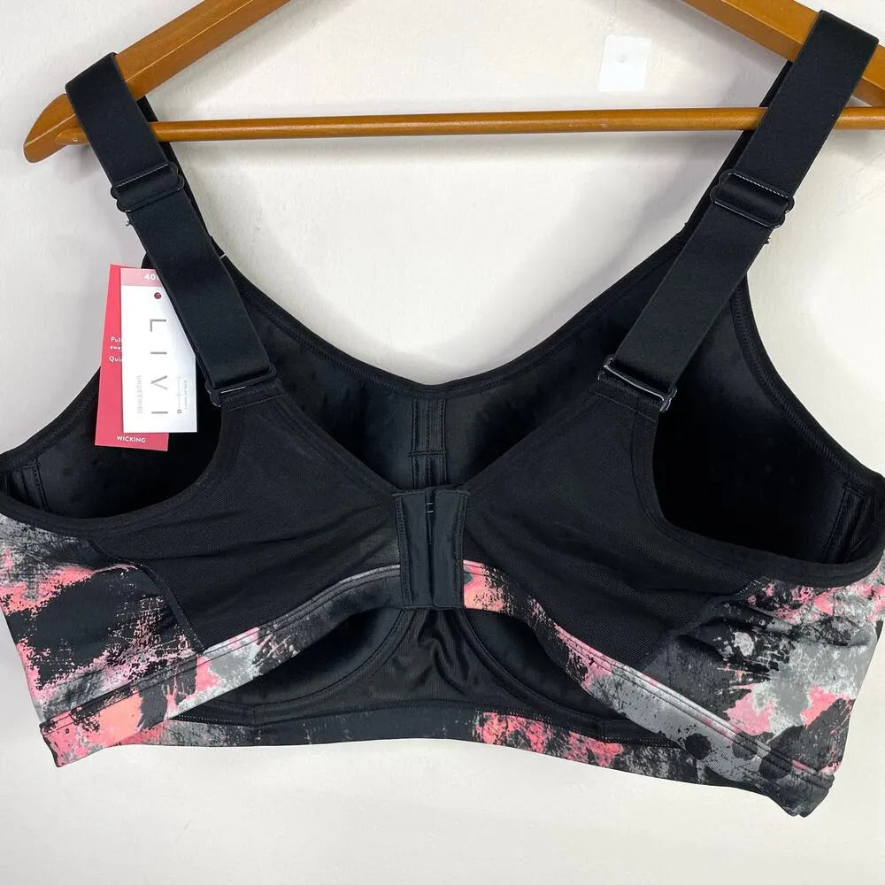 LIVI High Impact Wicking Underwire Sports Workout Exercise Bra 40DD 40 DD New - Image 4